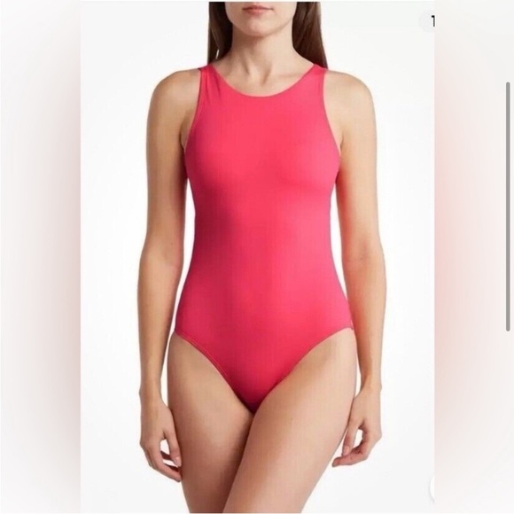 New Tommy Bahama Pearl High Neck One Piece Swimsuit in Coral Coast Sz 4 - Picture 3 of 9